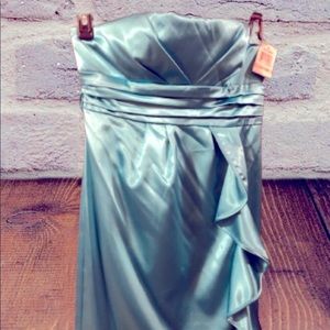 Turquoise Satin Blue Dress